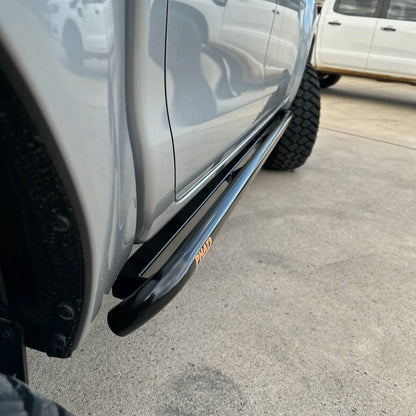 Toyota Hilux N80 ANGLED Rock Sliders / Side Steps - Powdercoated