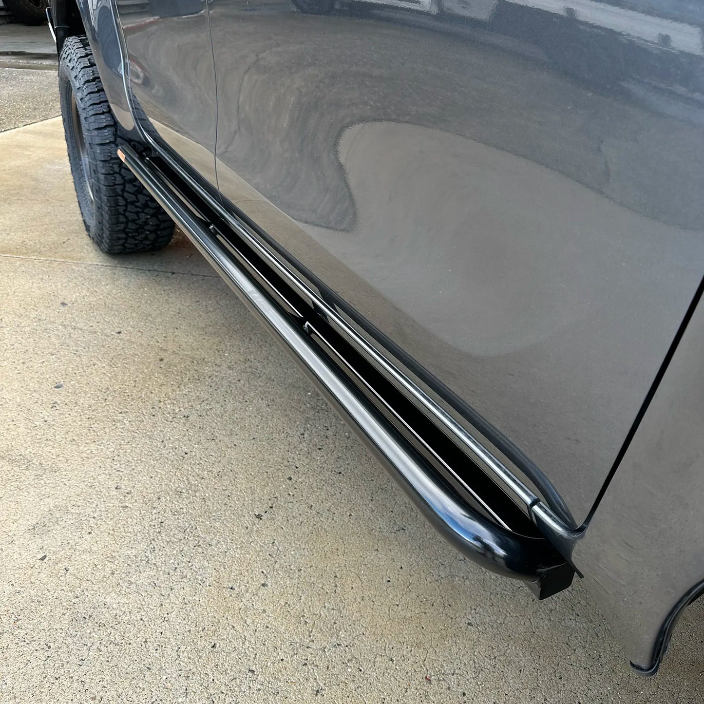 Toyota Hilux N80 ANGLED Rock Sliders / Side Steps - Powdercoated