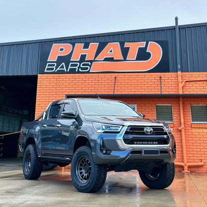 Toyota Hilux N80 ANGLED Rock Sliders / Side Steps - Powdercoated