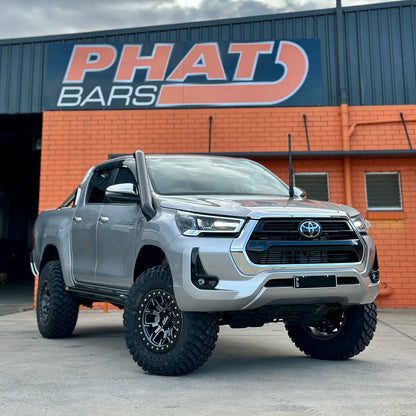 Toyota Hilux N80 ANGLED Rock Sliders / Side Steps - Powdercoated