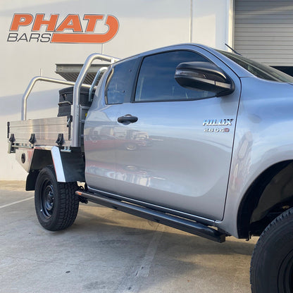 Toyota Hilux N80 ANGLED Rock Sliders / Side Steps - Powdercoated