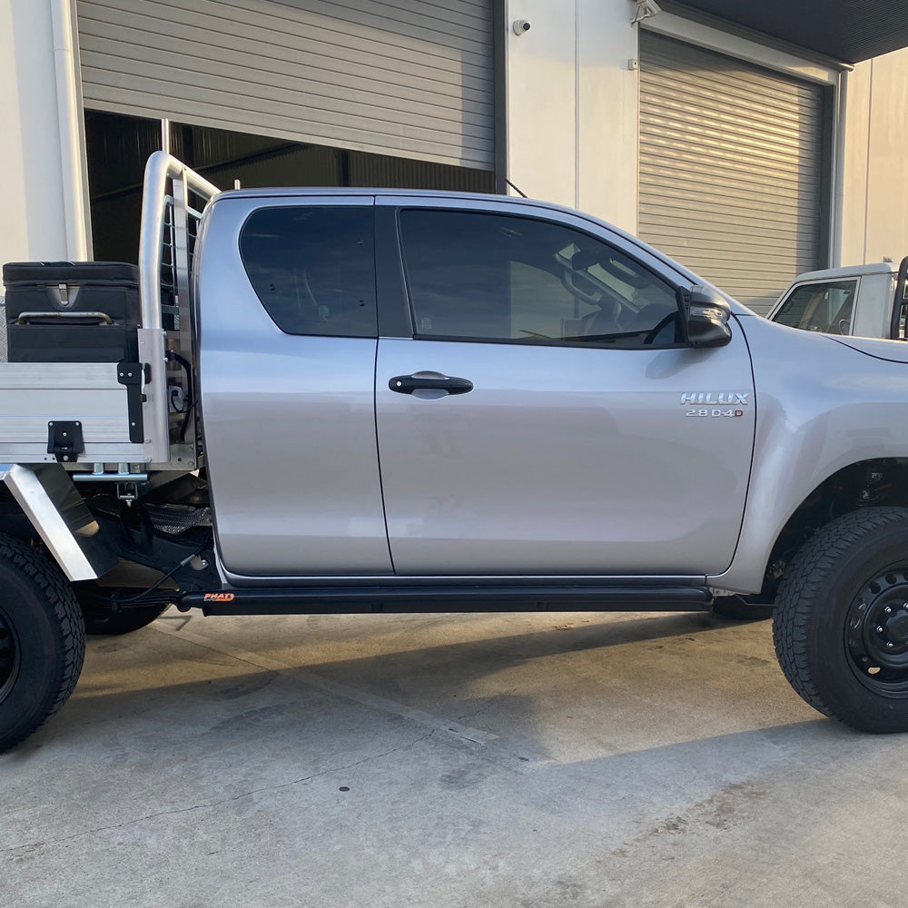 Toyota Hilux N80 ANGLED Rock Sliders / Side Steps - Powdercoated