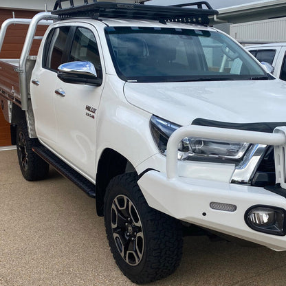 Toyota Hilux N80 FLAT Rock Sliders / Side Steps - P/C Ally Checkerplate Tread