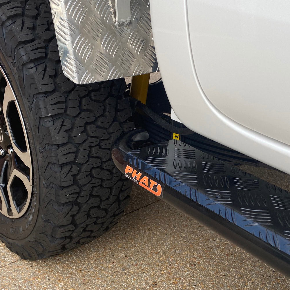 Toyota Hilux N80 FLAT Rock Sliders / Side Steps - P/C Ally Checkerplate Tread