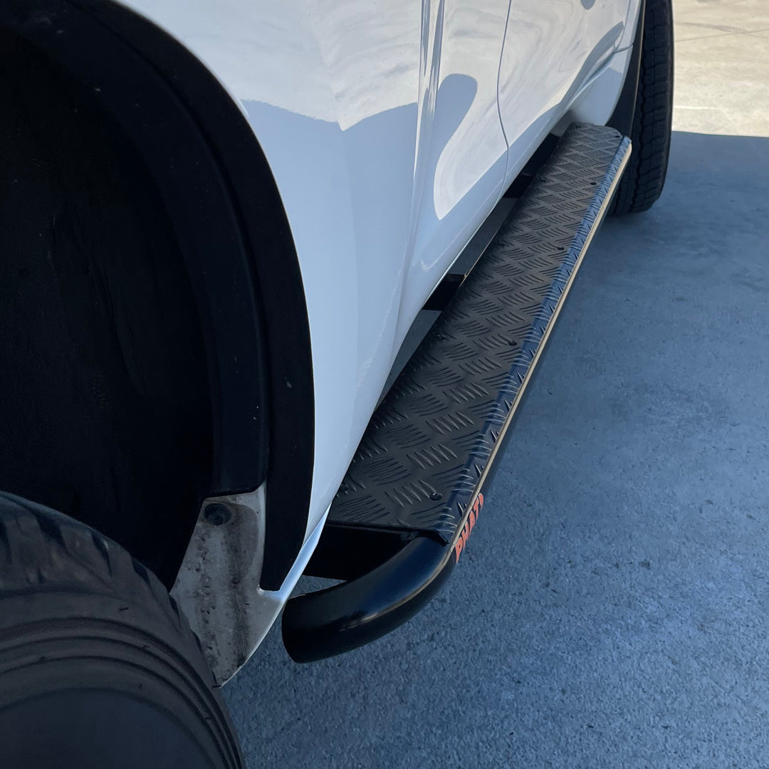 Toyota Prado 150 Series FLAT Rock Sliders / Side Steps - P/C Ally Checkerplate Tread