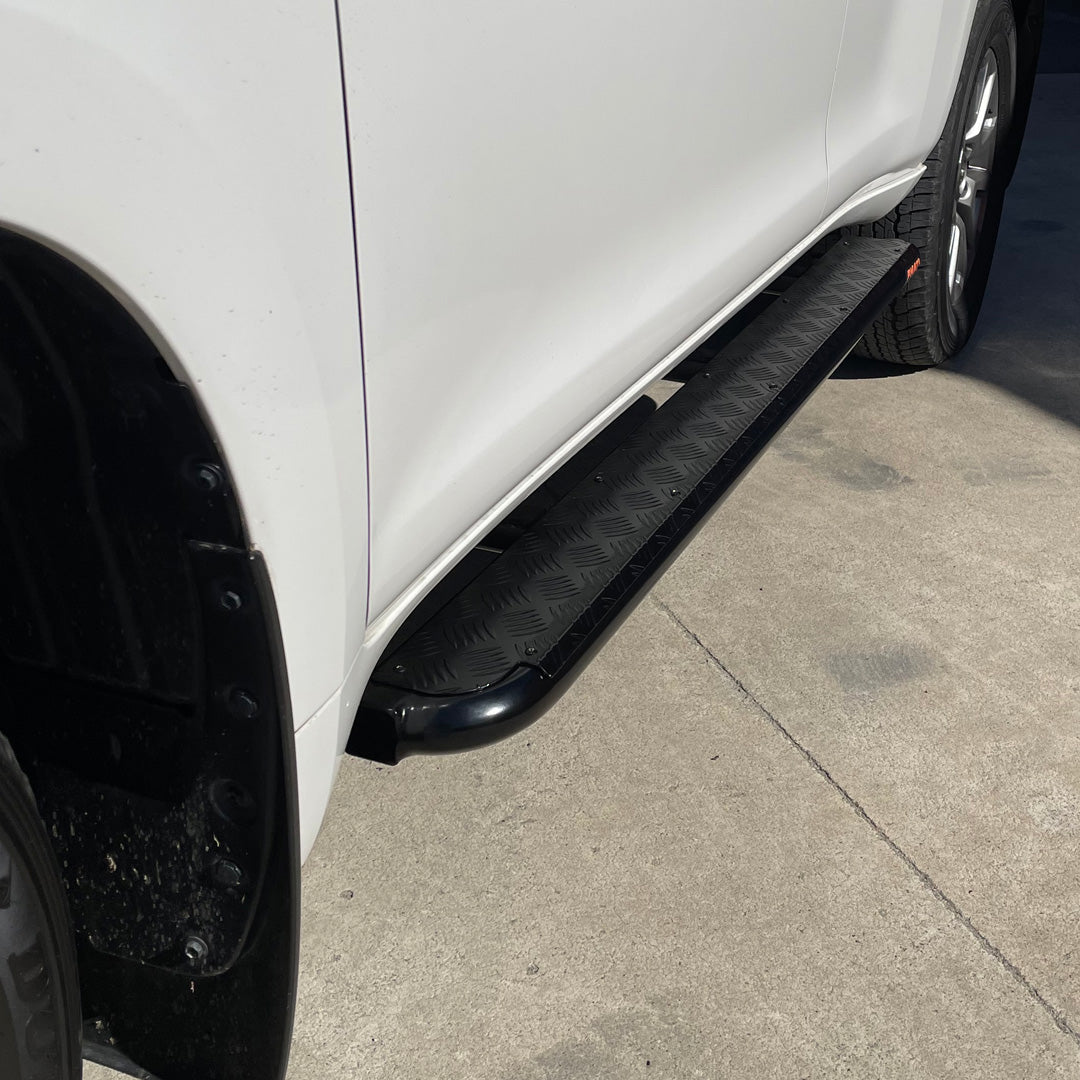 Toyota Prado 150 Series FLAT Rock Sliders / Side Steps - P/C Ally Checkerplate Tread