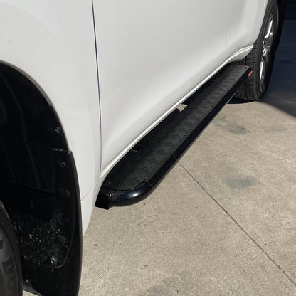 Toyota Prado 150 Series FLAT Rock Sliders / Side Steps - P/C Ally Checkerplate Tread