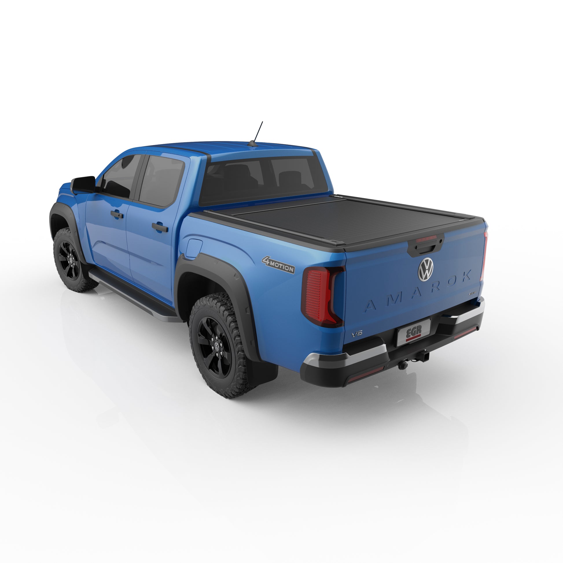 Rear three-quarter view of a Volkswagen Amarok NF 2023 equipped with EGR Fender Flares in a factory-matched finish