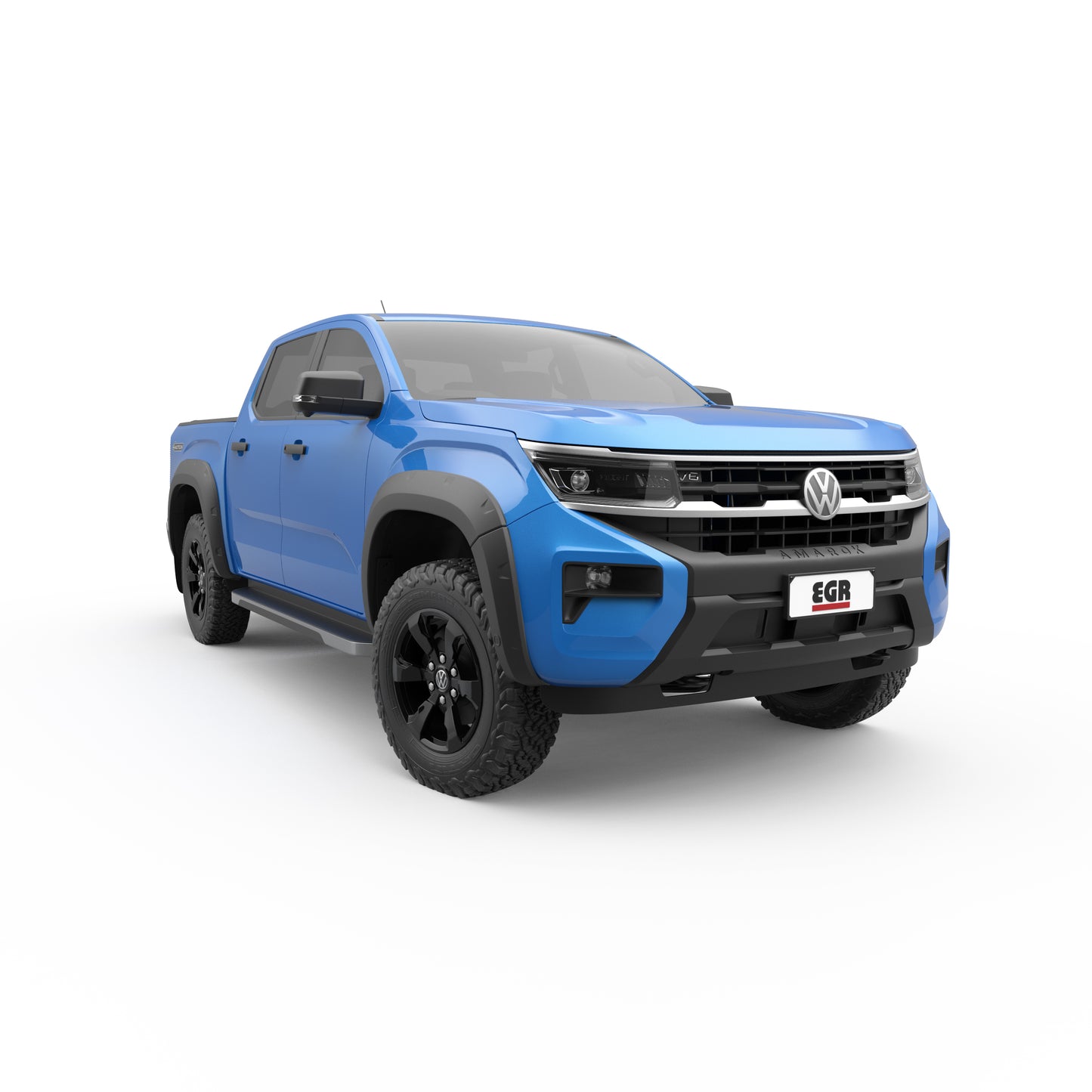 Angled view of the Amarok NF 2023 highlighting the wide EGR Fender Flares for enhanced wheel arch protection
