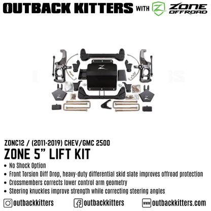 OK with Zone Offroad 5' Lift Kit for 2011-2019 Chev/GMC 2500