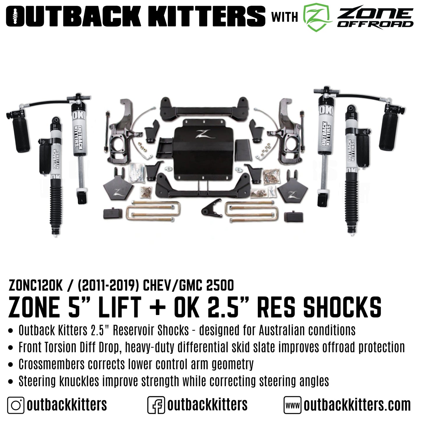 OK with Zone Offroad 5' Lift Kit for 2011-2019 Chev/GMC 2500