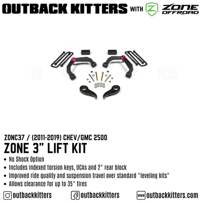 OK with Zone Offroad 3' Lift Kit for 2011-2019 Chev/GMC 2500