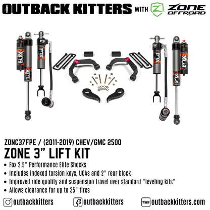 OK with Zone Offroad 3' Lift Kit for 2011-2019 Chev/GMC 2500