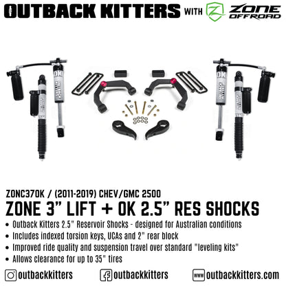 OK with Zone Offroad 3' Lift Kit for 2011-2019 Chev/GMC 2500