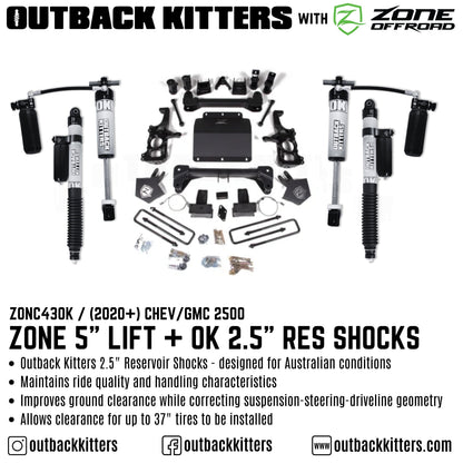 OK with Zone Offroad 5' Lift Kit for 2020+ Chev/GMC 2500
