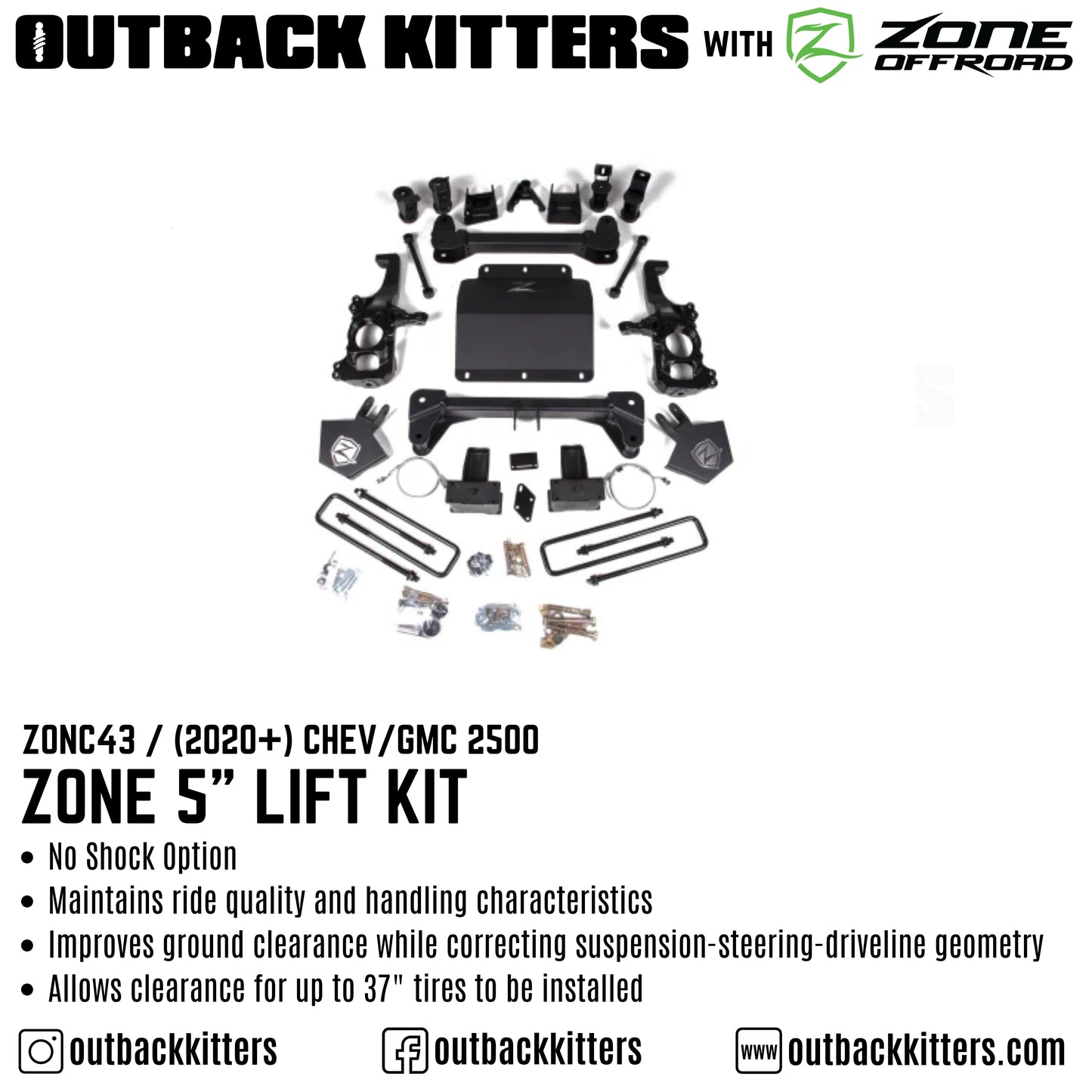 OK with Zone Offroad 5' Lift Kit for 2020+ Chev/GMC 2500