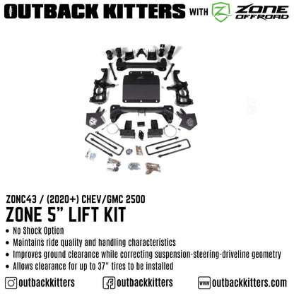 OK with Zone Offroad 5' Lift Kit for 2020+ Chev/GMC 2500