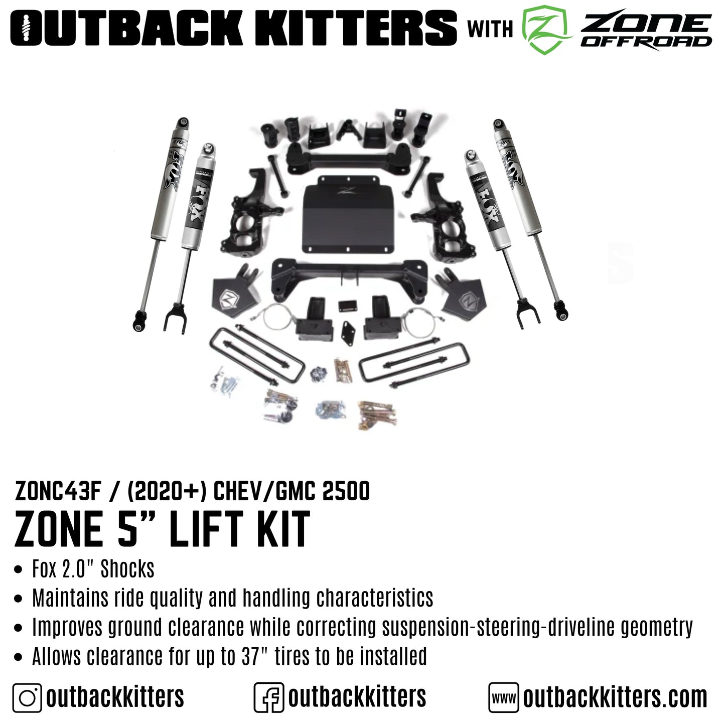 OK with Zone Offroad 5' Lift Kit for 2020+ Chev/GMC 2500