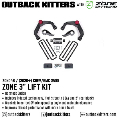 OK with Zone Offroad 3' Lift Kit for 2020+ Chev/GMC 2500