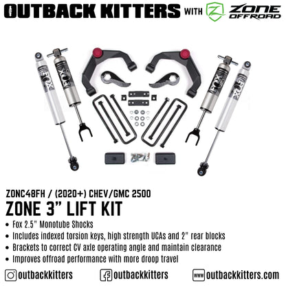 OK with Zone Offroad 3' Lift Kit for 2020+ Chev/GMC 2500