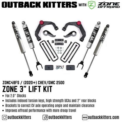 OK with Zone Offroad 3' Lift Kit for 2020+ Chev/GMC 2500