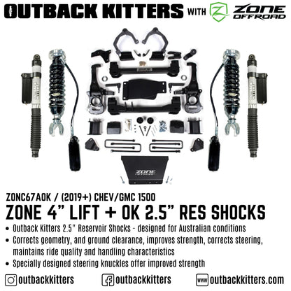 OK with Zone Offroad  4” Lift Kit for 2019+ Chev/GMC 1500