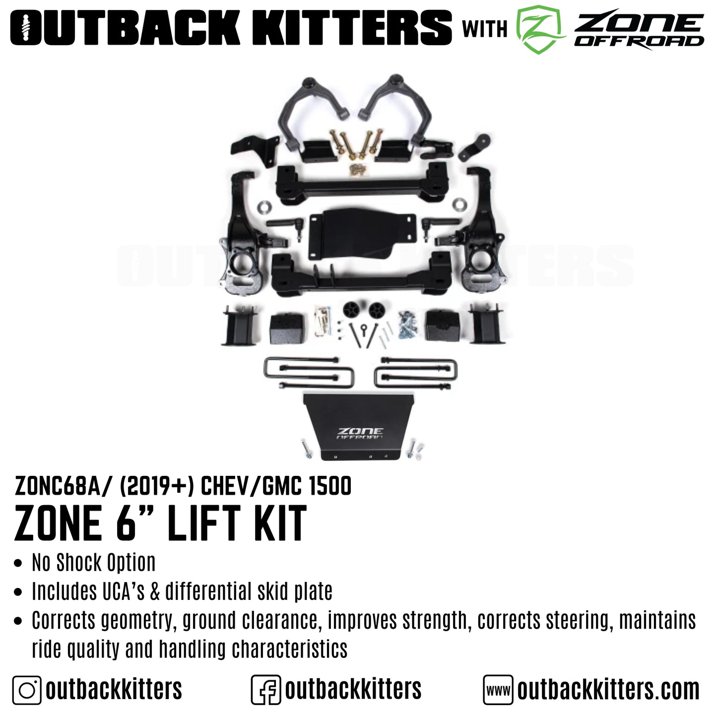OK with Zone Offroad  6” Lift Kit for 2019+ Chev/GMC 1500