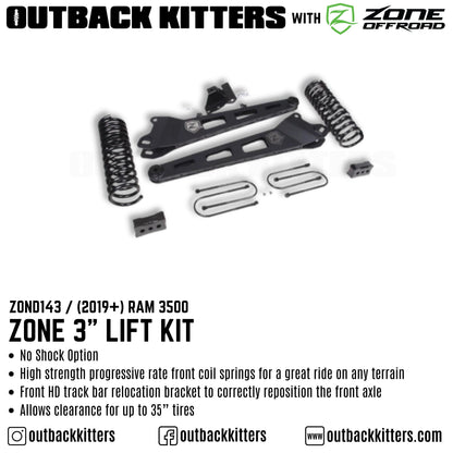 OK with Zone Offroad 3' Lift Kit for 2019+ Ram 3500