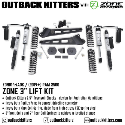 OK with Zone Offroad 3' Lift Kit for 2019+ Ram 2500