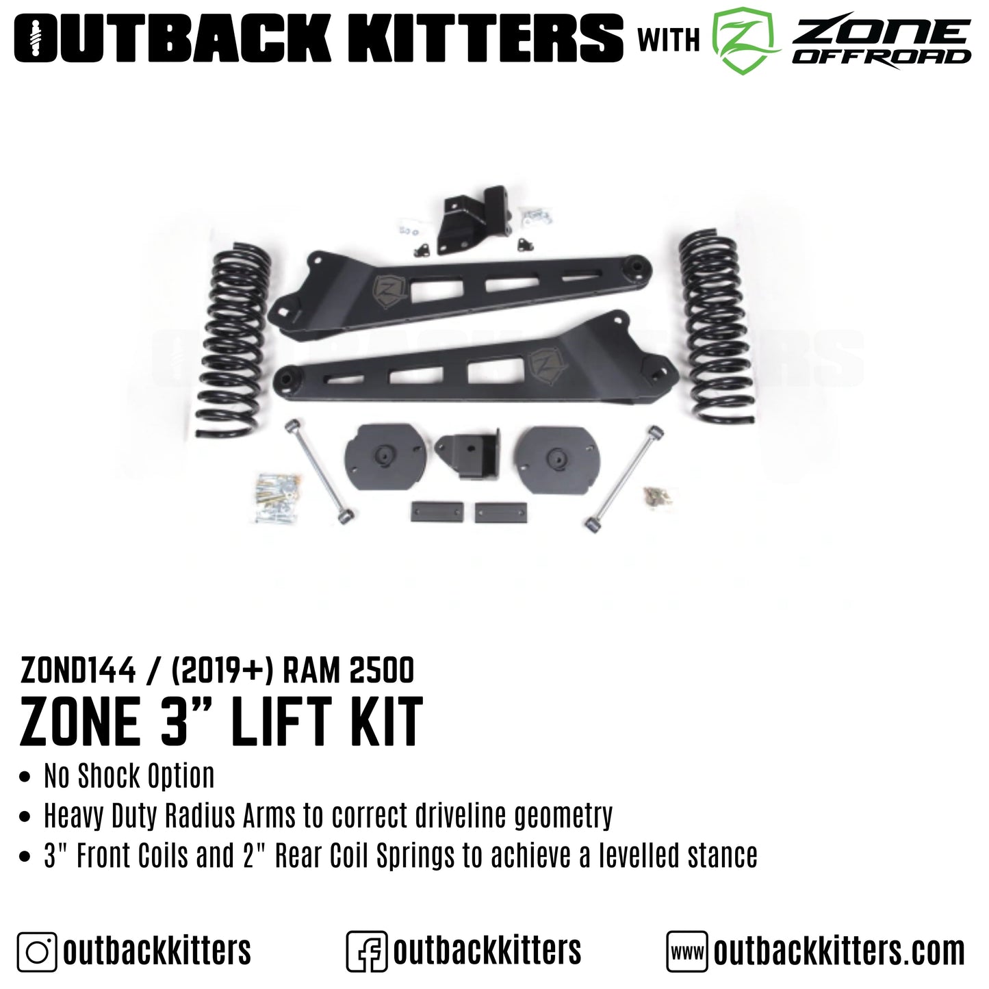 OK with Zone Offroad 3' Lift Kit for 2019+ Ram 2500