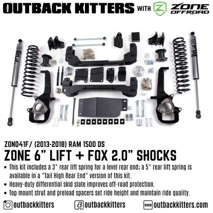 Zone Offroad 6' Lift Kit for 2013-2018 RAM 1500