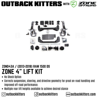 OK with Zone Offroad 4' Lift Kit for 2013-2018 Ram 1500 DS