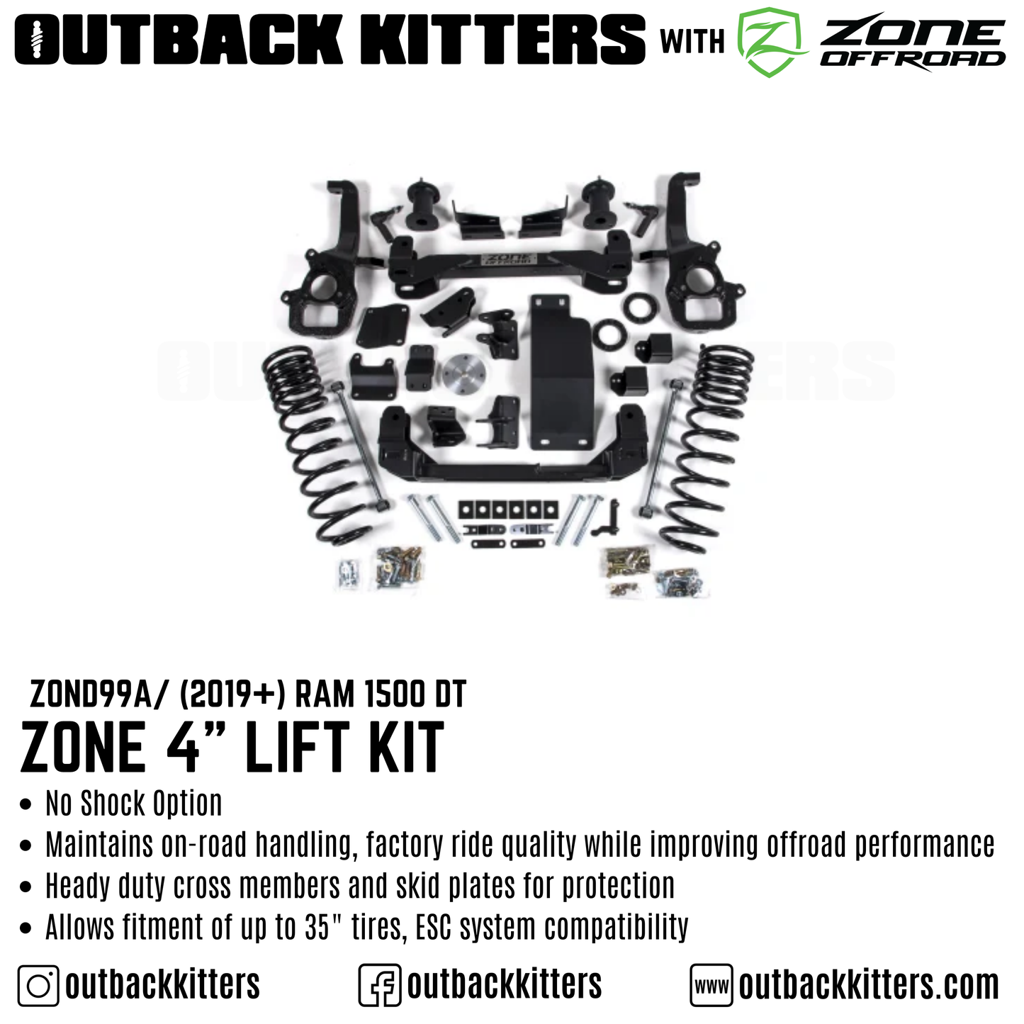 OK with Zone Offroad 4' Lift Kit for 2019+ Ram 1500 DT