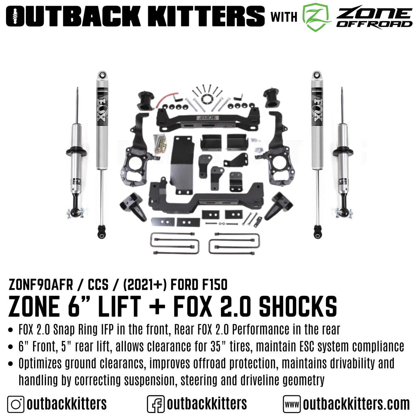 OK with Zone Offroad 6' Levelling Kit for 2021+ Ford F150