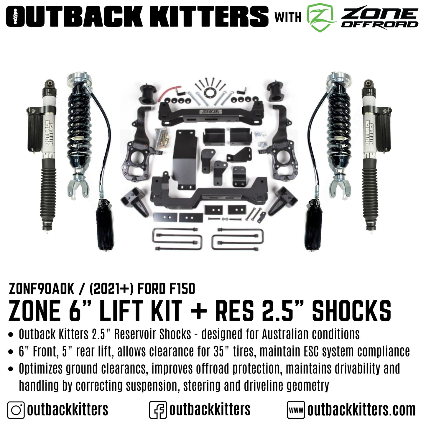 OK with Zone Offroad 6' Levelling Kit for 2021+ Ford F150