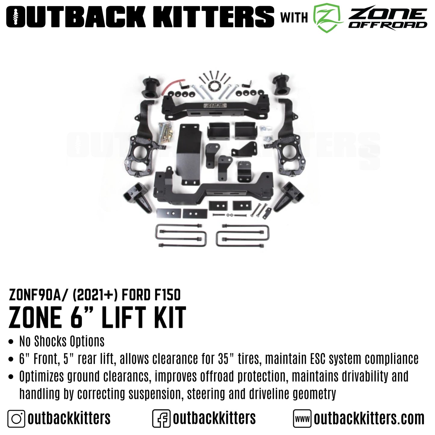 OK with Zone Offroad 6' Levelling Kit for 2021+ Ford F150