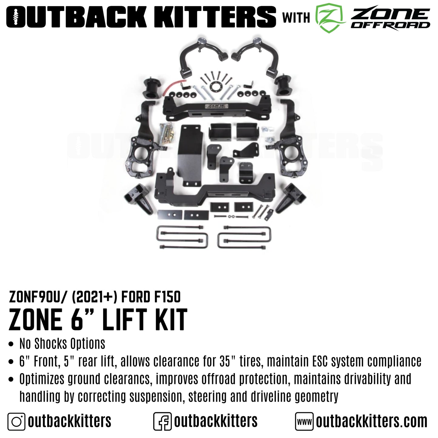 OK with Zone Offroad 6' Levelling Kit for 2021+ Ford F150