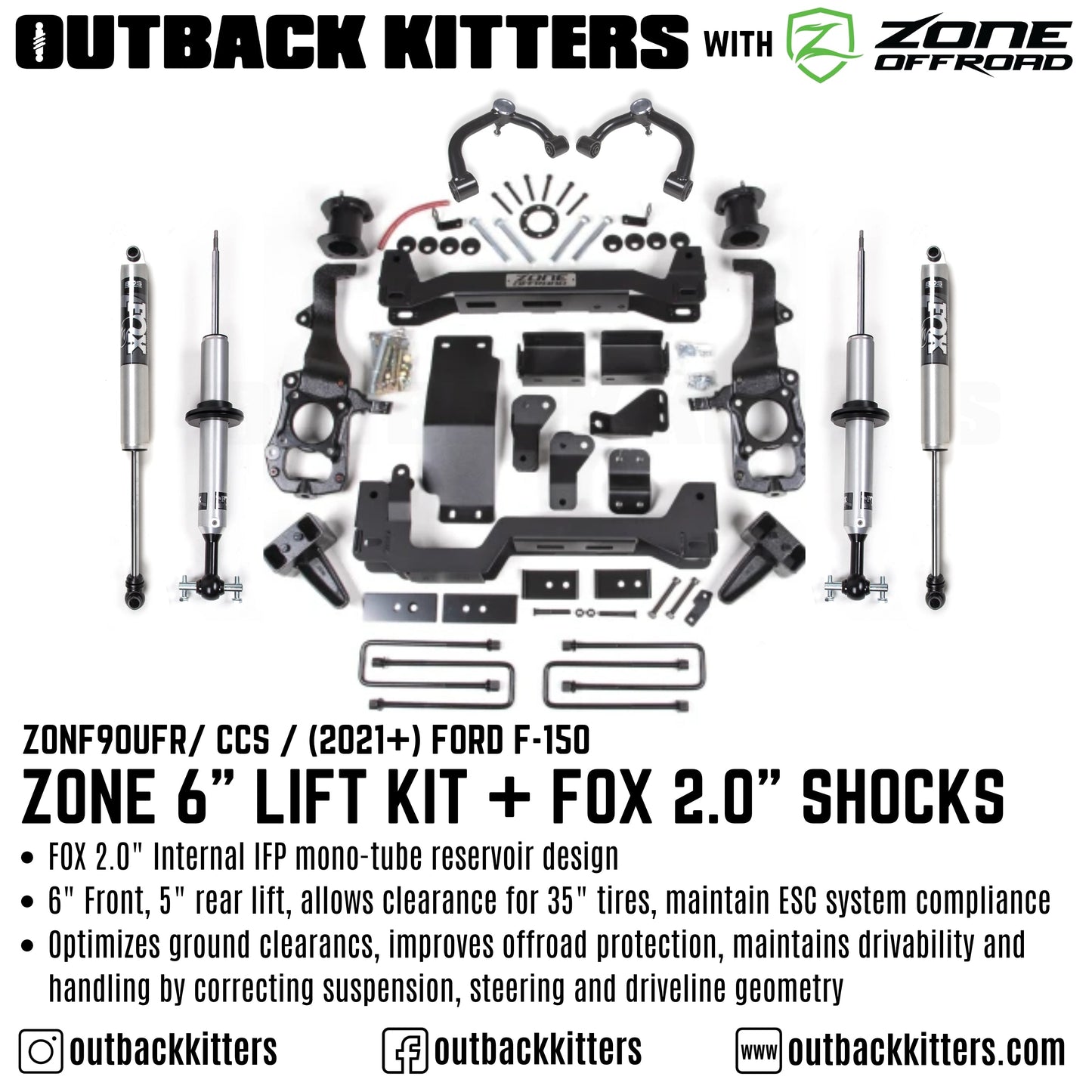 OK with Zone Offroad 6' Levelling Kit for 2021+ Ford F150