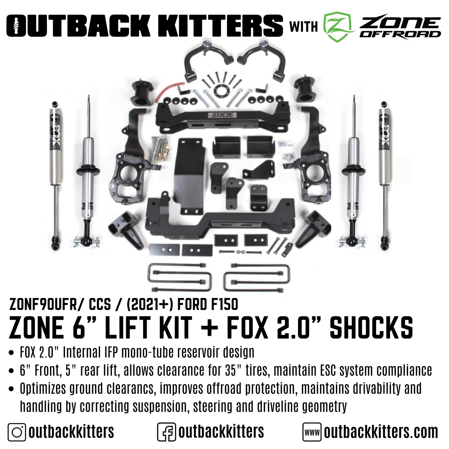 OK with Zone Offroad 6' Levelling Kit for 2021+ Ford F150