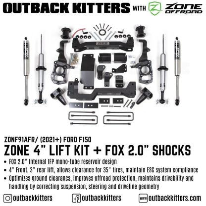 OK with Zone Offroad 4' Lift Kit for 2021+ Ford F150