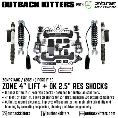 OK with Zone Offroad 4' Lift Kit for 2021+ Ford F150