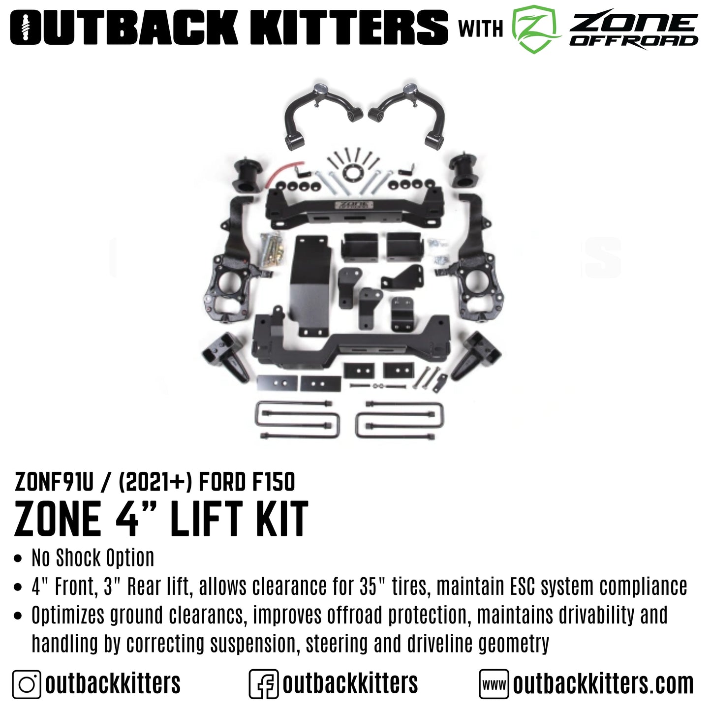OK with Zone Offroad 4' Lift Kit for 2021+ Ford F150