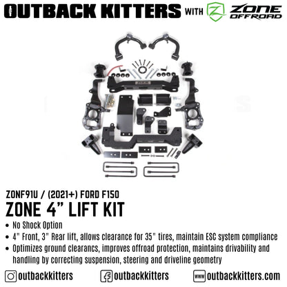 OK with Zone Offroad 4' Lift Kit for 2021+ Ford F150