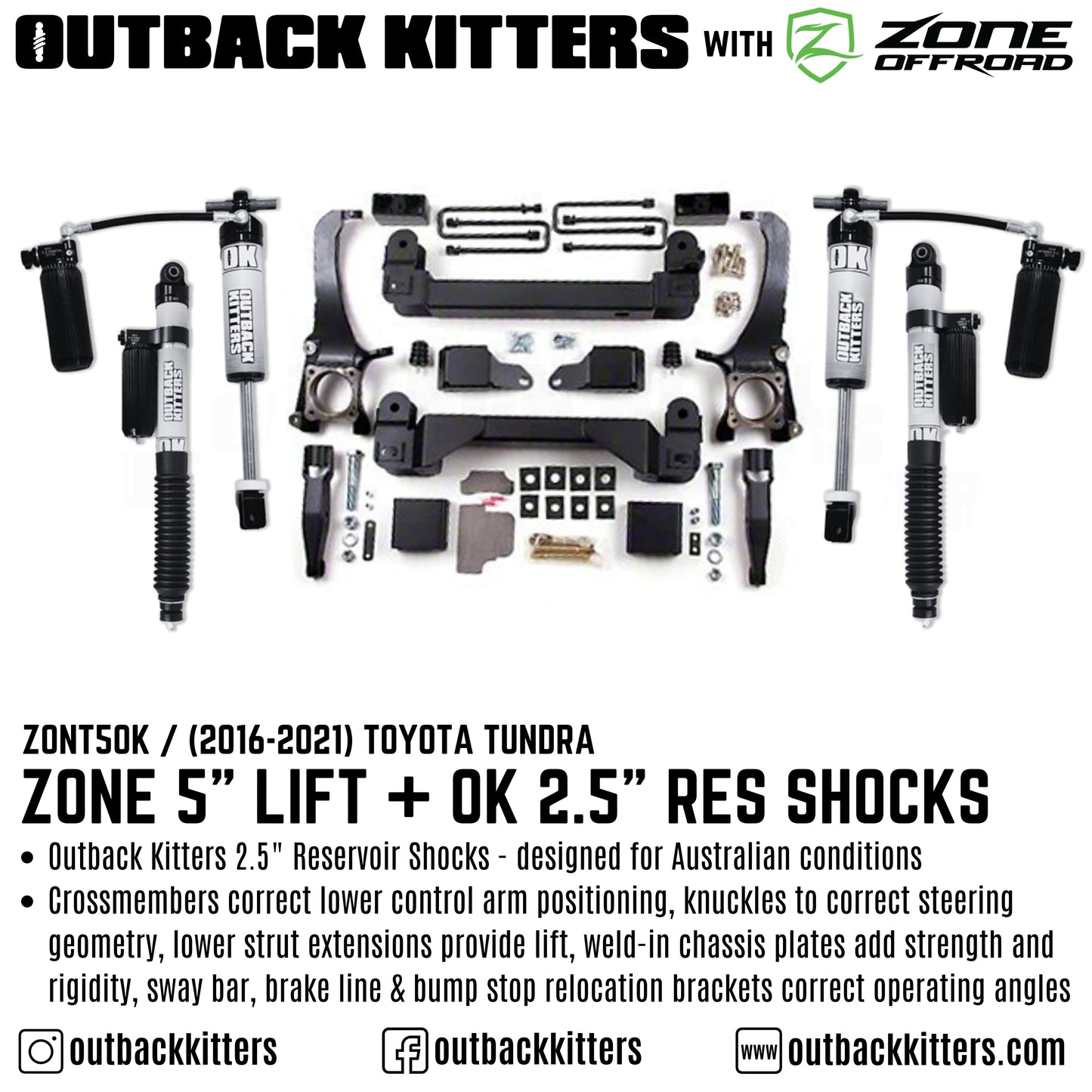 OK with Zone Offroad 5' Lift Kit for 2007-2021 Toyota Tundra
