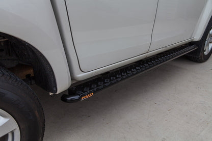 Isuzu D-Max 2012-2020 FLAT Rock Sliders / Side Steps - P/C Ally Checkerplate Tread